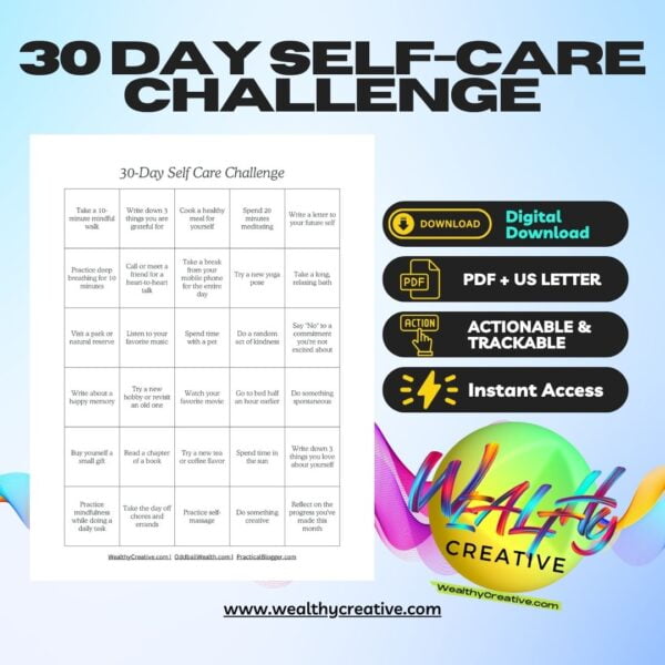 30 Day Self-Care Challenge for Busy People (Printable) | Easy & Effective! No time for self-care? Our 30-day planner offers quick & effective prompts & trackers. Download this printable self-care solution & prioritize you!