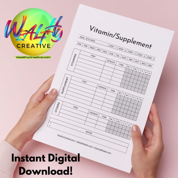 The Ultimate Vitamin & Supplement Tracker: Conquer Your Wellness Goals (Printable PDF) Premium Printable Supplement Tracker: Ditch the Confusion, Maximize Results!