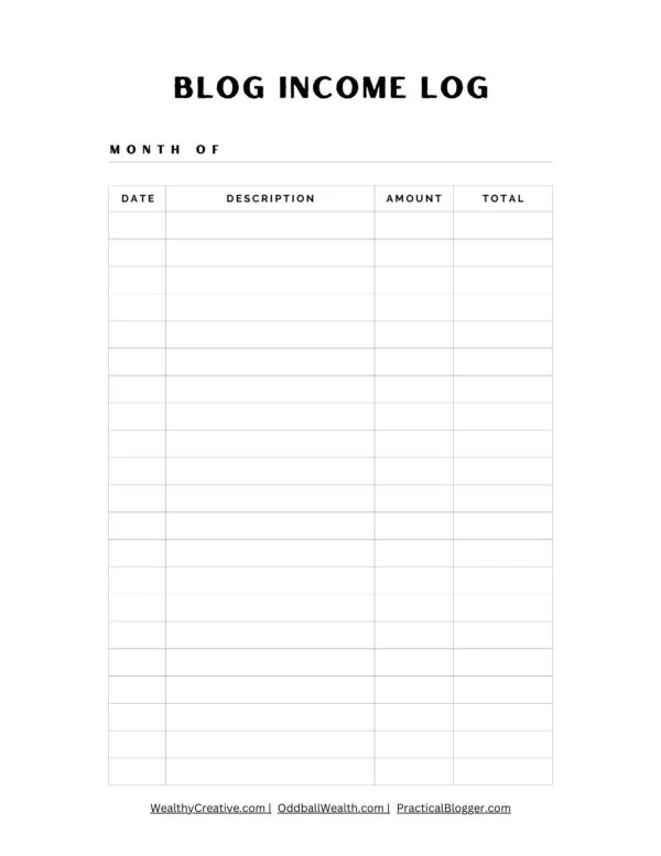 Skyrocket Your Blog Profits: The Ultimate Blog Income Tracker Log (US Letter PDF) - Image 3