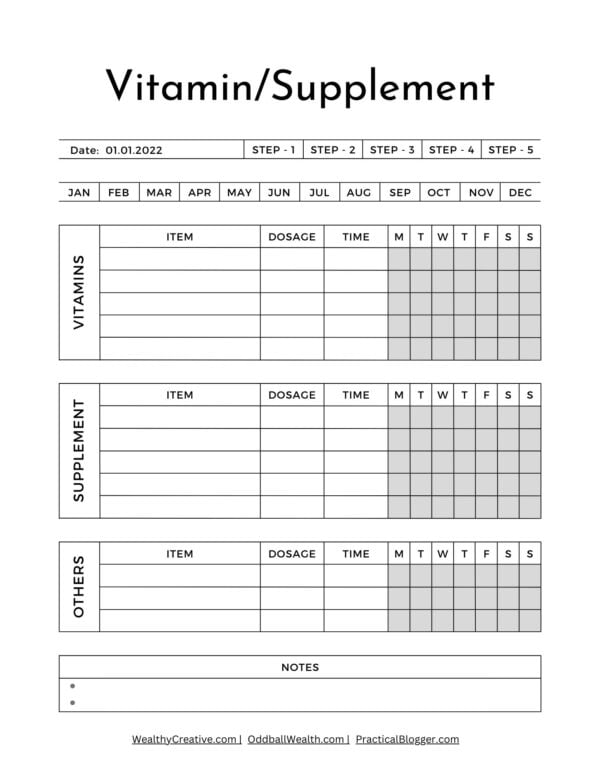 The Ultimate Vitamin & Supplement Tracker: Conquer Your Wellness Goals (Printable PDF)