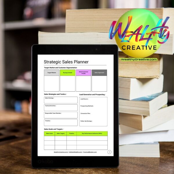 Printable Strategic Sales Planner - Instant Digital Download PDF - Page 1 displayed on tablet screen.