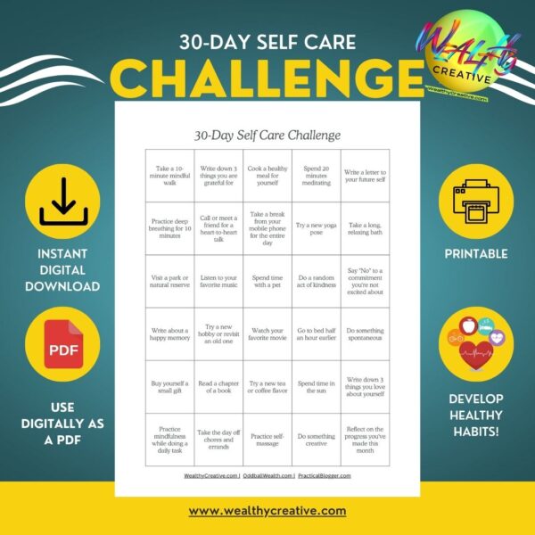 Self-Care Made Simple: Download Your Digital Self-Care Planner! Take Control of Your Health: 30-Day Self-Care Challenge (Printable) Invest in Yourself: Premium Printable Self-Care Planner (US Letter)