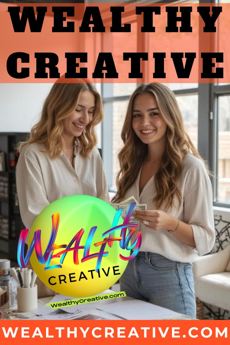 Female students holding money they earned, like a winning trophy, looking triumphant.