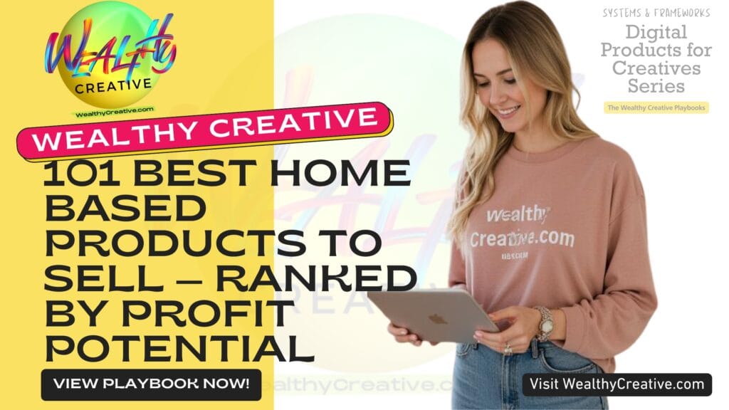 101 BEST Home Based Products to Sell — Ranked by Profit Potential | View The Wealthy Creative Digital Product Playbook Now! Visit WealthyCreative.com Today.