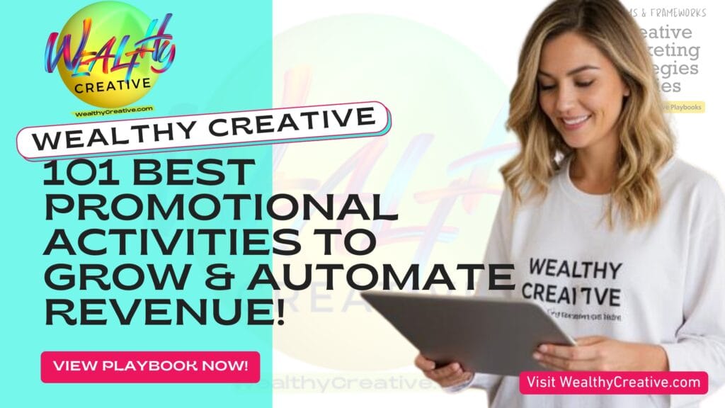 101 Best Promotional Activities to Grow Your Brand and Automate Your Revenue! | View The Wealthy Creative Playbook Now! Visit WealthyCreative.com Today.